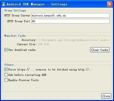 打开SDK Manager检查Android SDK下载和更新失败的解决方法