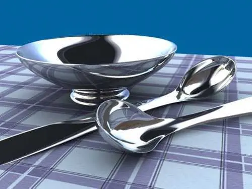 3DMAX7 VRAY渲染不锈钢金属勺和碗