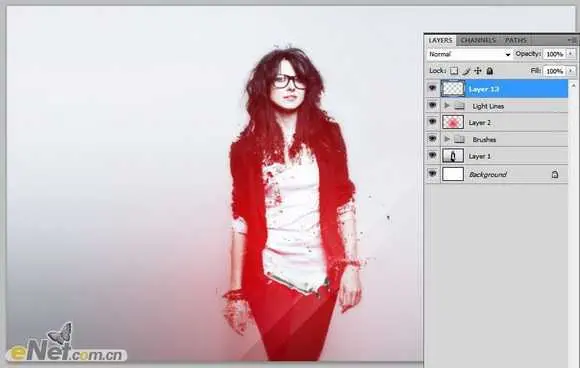 Photoshop将人物图片打造出柔美的红光潮流海报效果