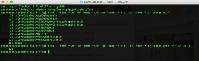 Xcode 如何计算整个项目的代码行数
