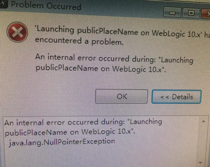 An internal error occurred during: "Launching xxx on WebLogic10.x".