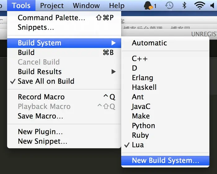 Mac 上Sublime Text 2配置lua环境