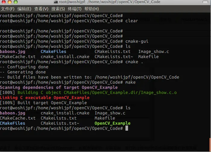 在linux环境下编译运行OpenCV程序的两种方法