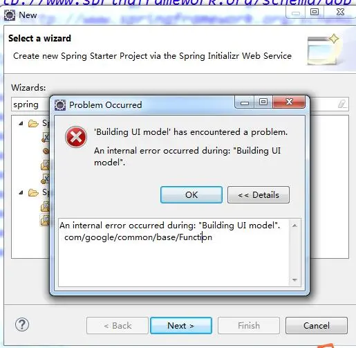 用spring tool suite插件创建spring boot项目时报An internal error occurred during: "Building UI model". com/google/common/