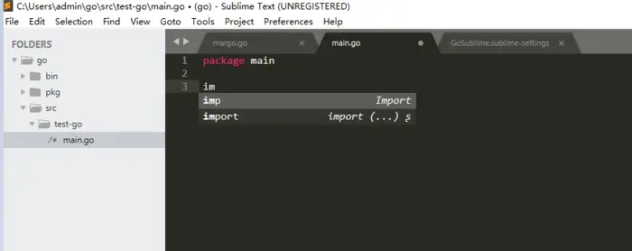 go语言开发工具sublime text3 + gosublime配置